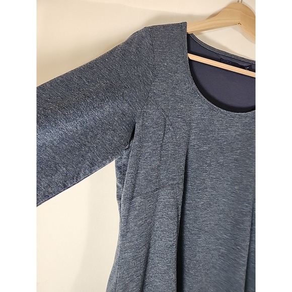 PRANA‎ Soskia Heathered Blue 3/4 Sleeve Wool Knit Midi Dress Pockets Womens M - Picture 3 of 16